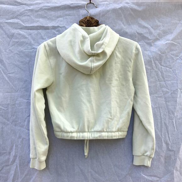 True Religion Hoodie Crop Sweatshirt Pale Chartreuse Green Cinch Hem Small - Picture 2 of 10